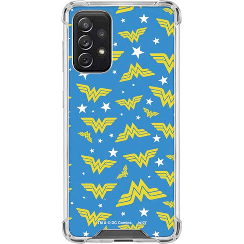 DC Comics Wonder Woman Logo Pattern Galaxy A72 5G Clear Case